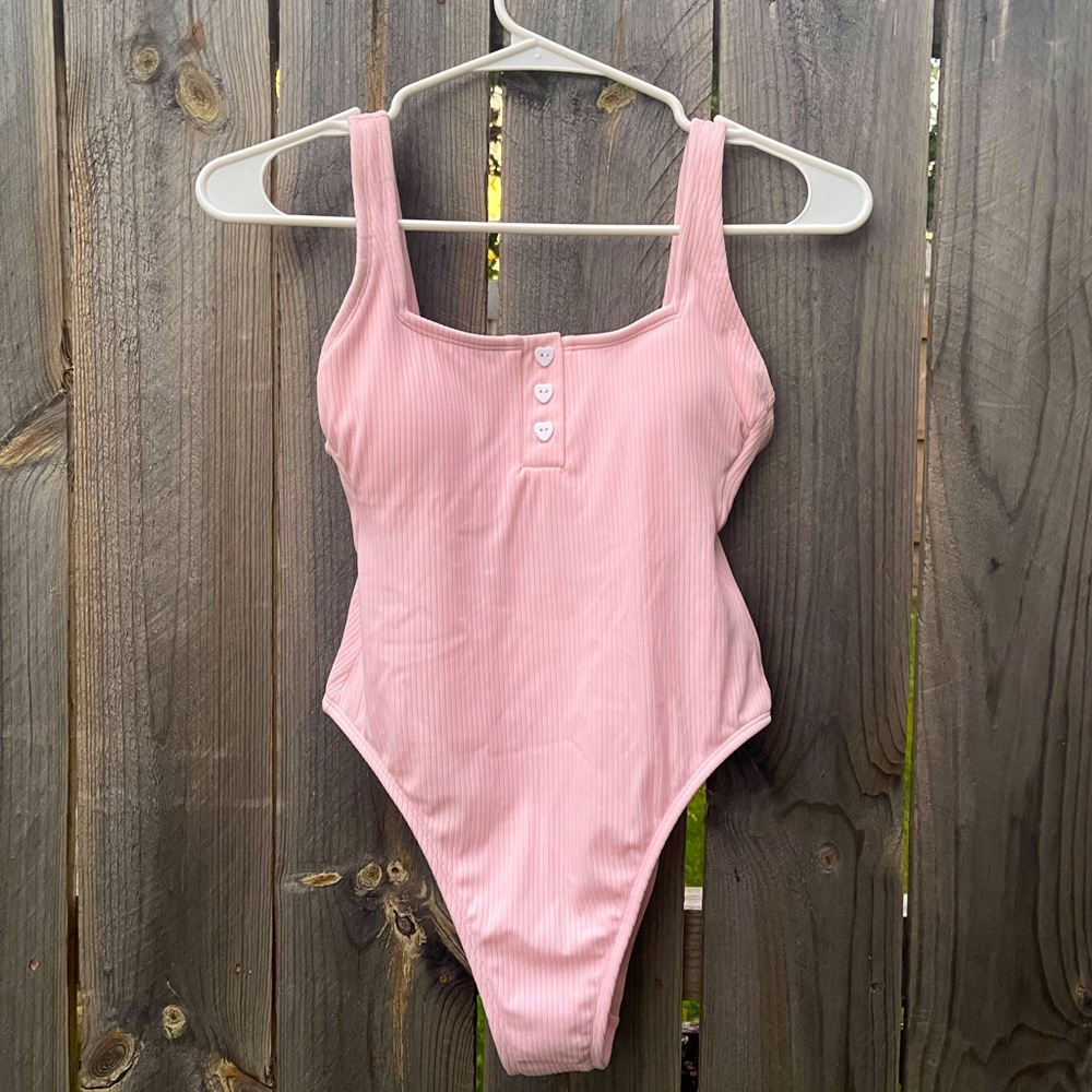 pink henley one piece